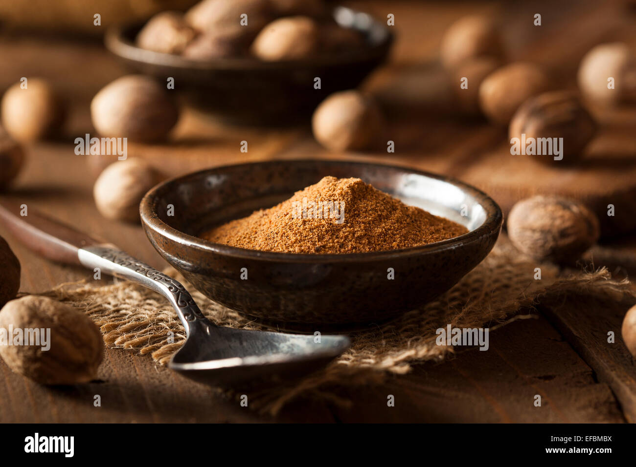 Raw Organic Dry Nutmeg to Use as a Spice Stock Photo - Alamy