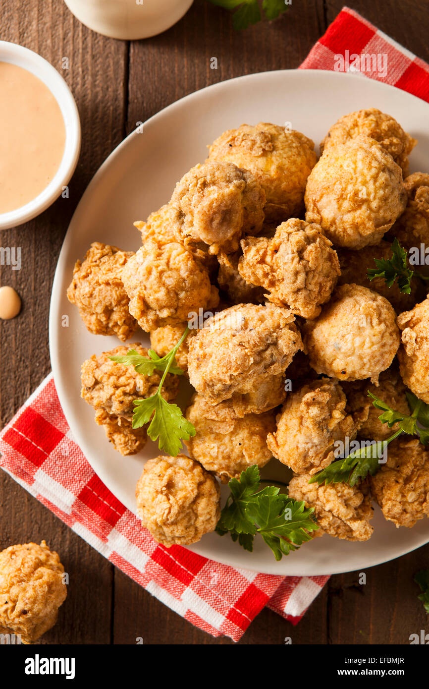 Homemade Deep Fried Mushrooms with Dipping Sauce Stock Photo Alamy