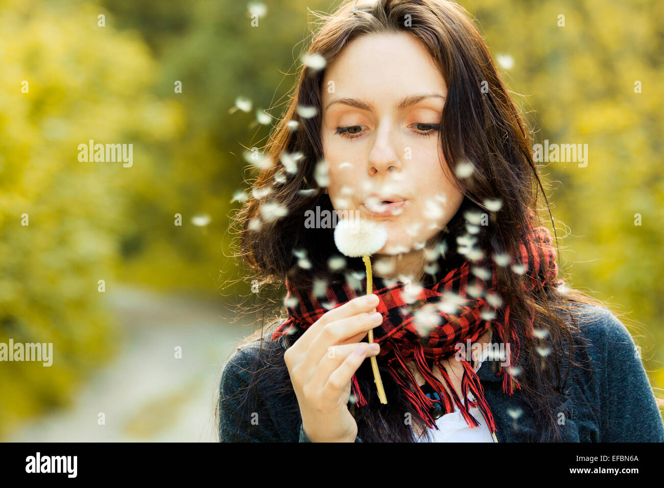 Girl with dandelion Stock Photo