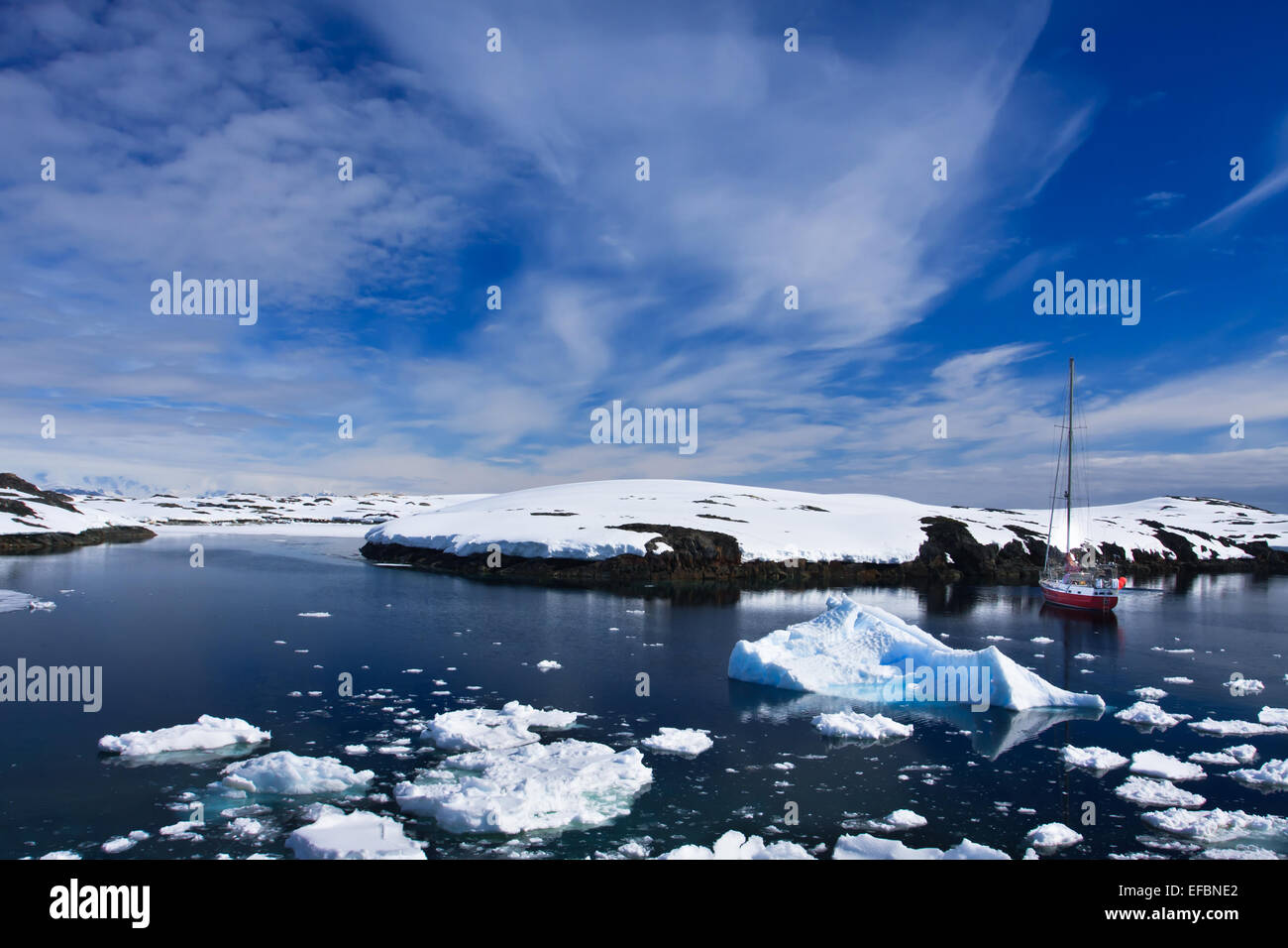 yacht in Antarctica Stock Photo