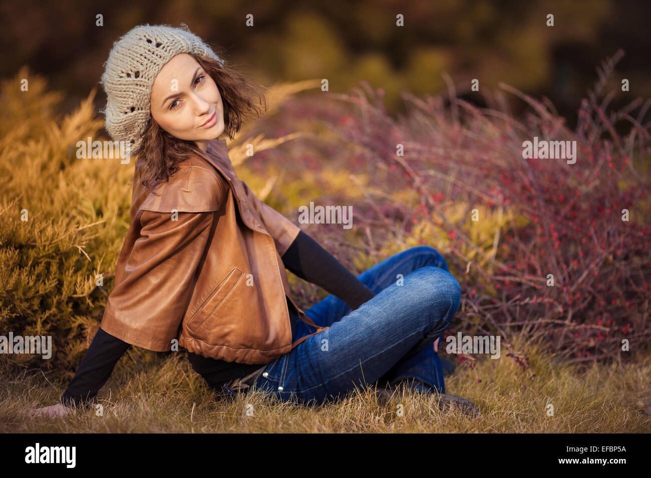 girl in autumn park Stock Photo - Alamy