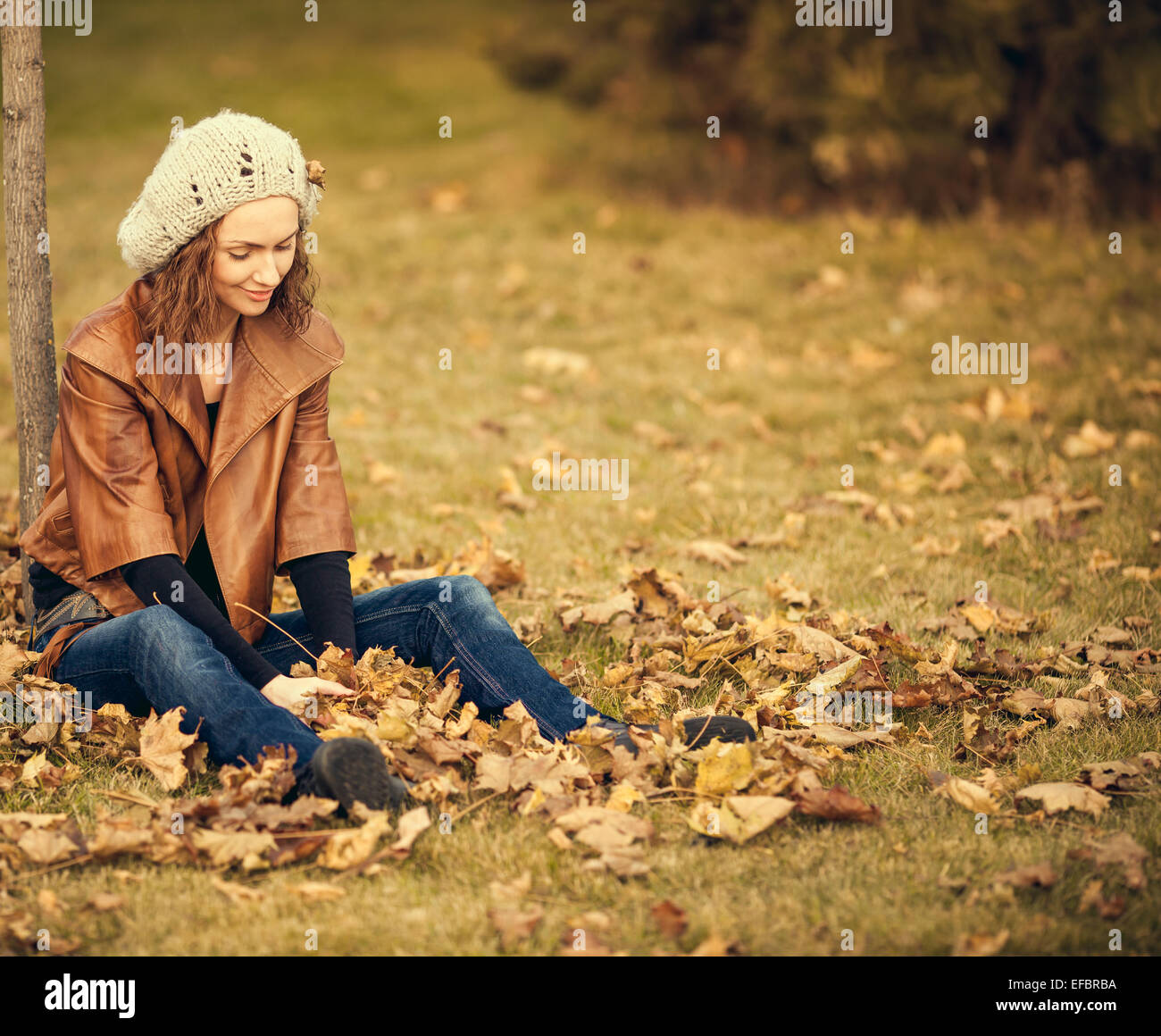 girl in autumn park Stock Photo - Alamy