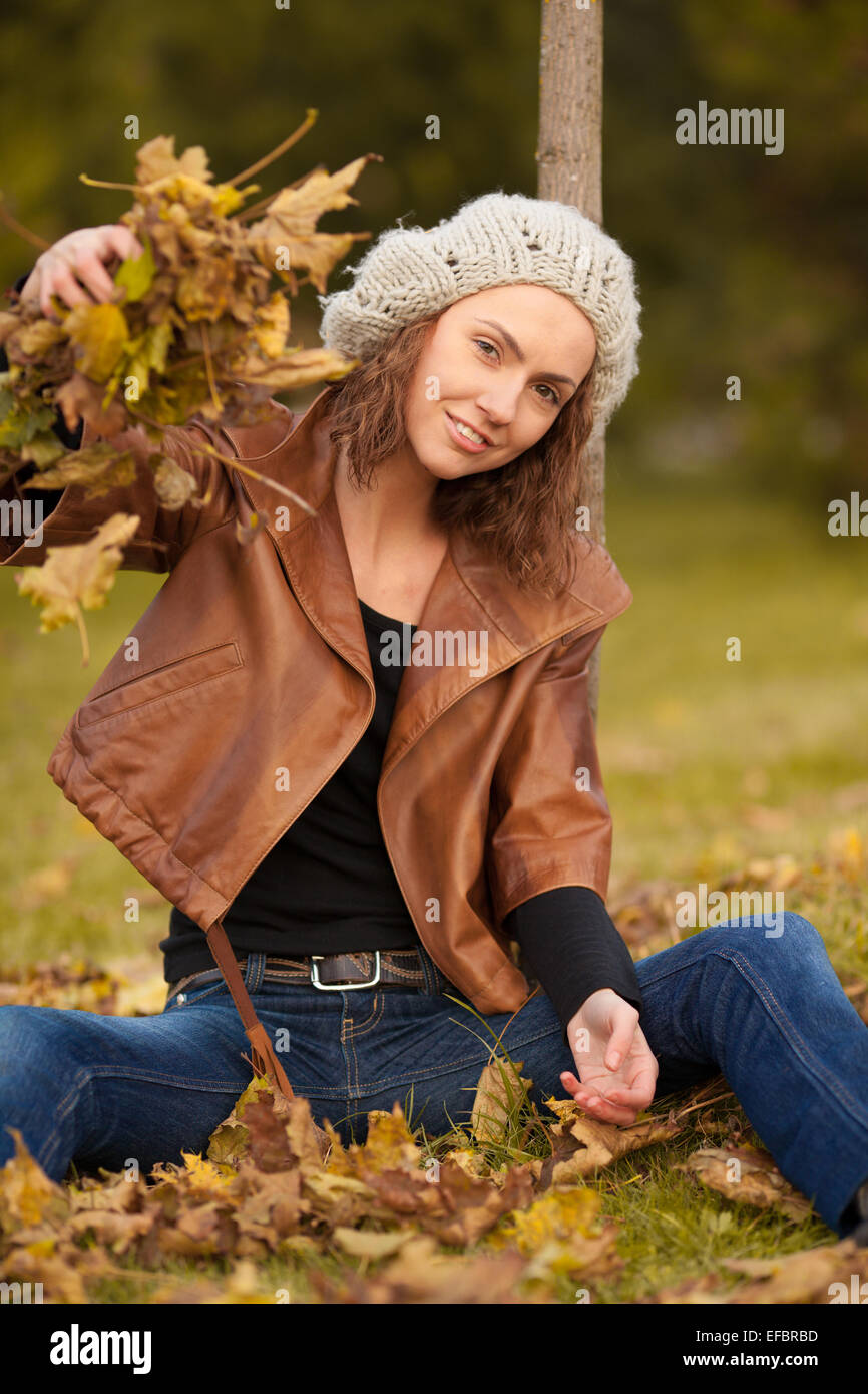 girl in autumn park Stock Photo - Alamy