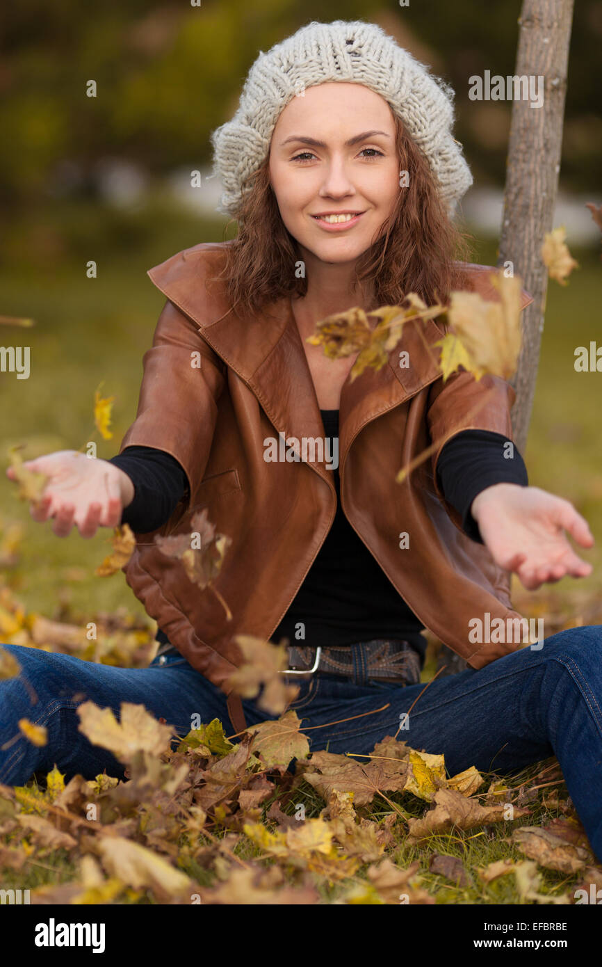 girl in autumn park Stock Photo - Alamy