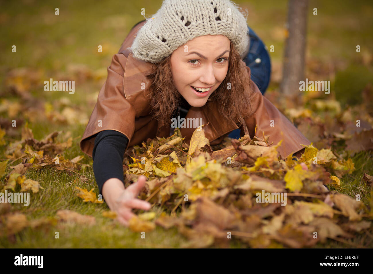 girl in autumn park Stock Photo - Alamy