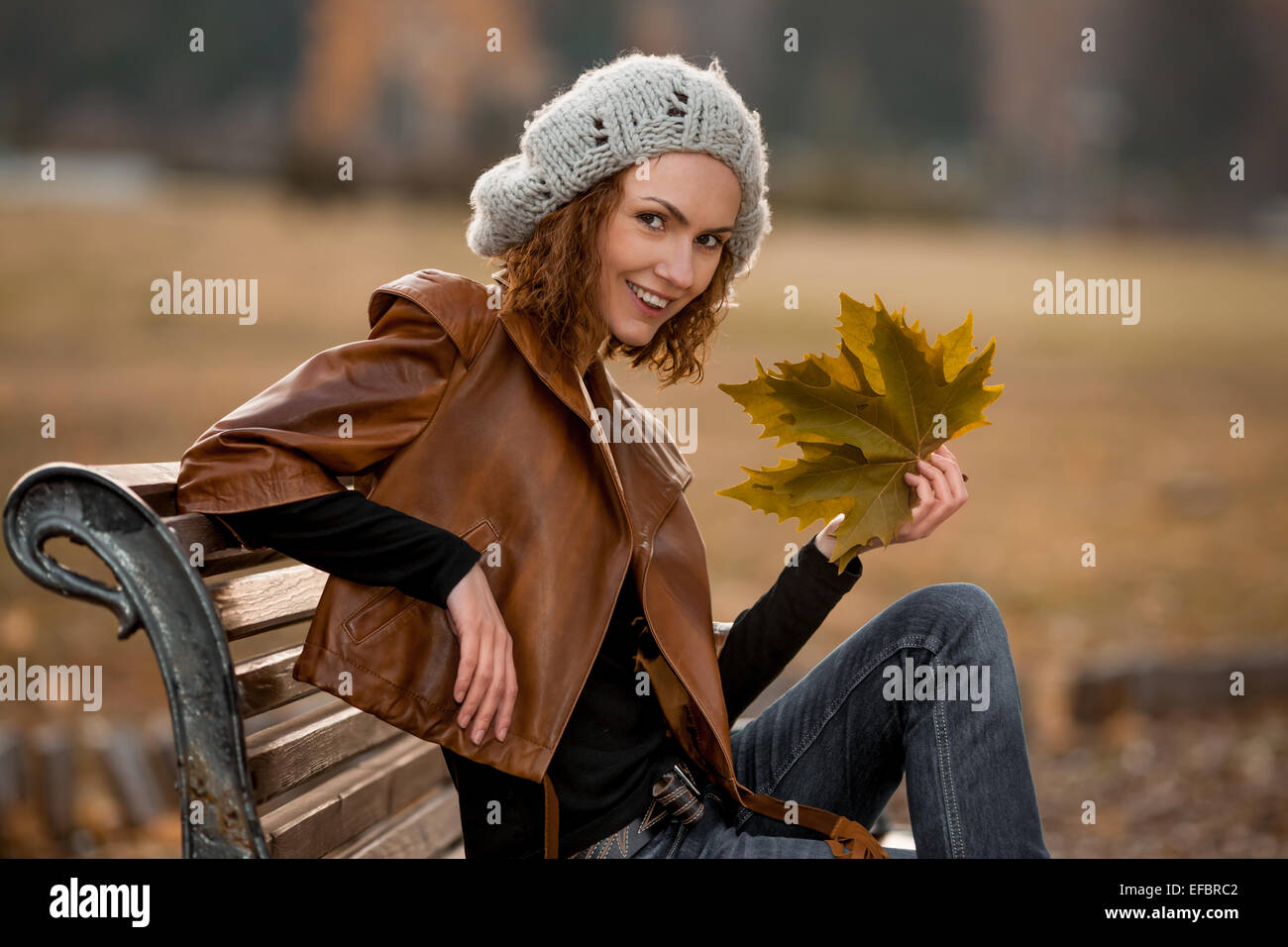 girl in autumn park Stock Photo - Alamy