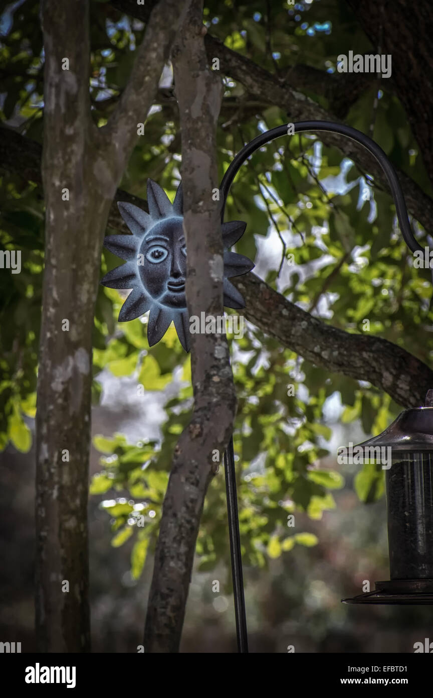 Bird Feeder Stand Sun Face Stock Photo 78321965 Alamy