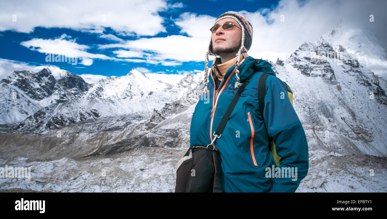 Trekking in Himalaya mountains Stock Photo
