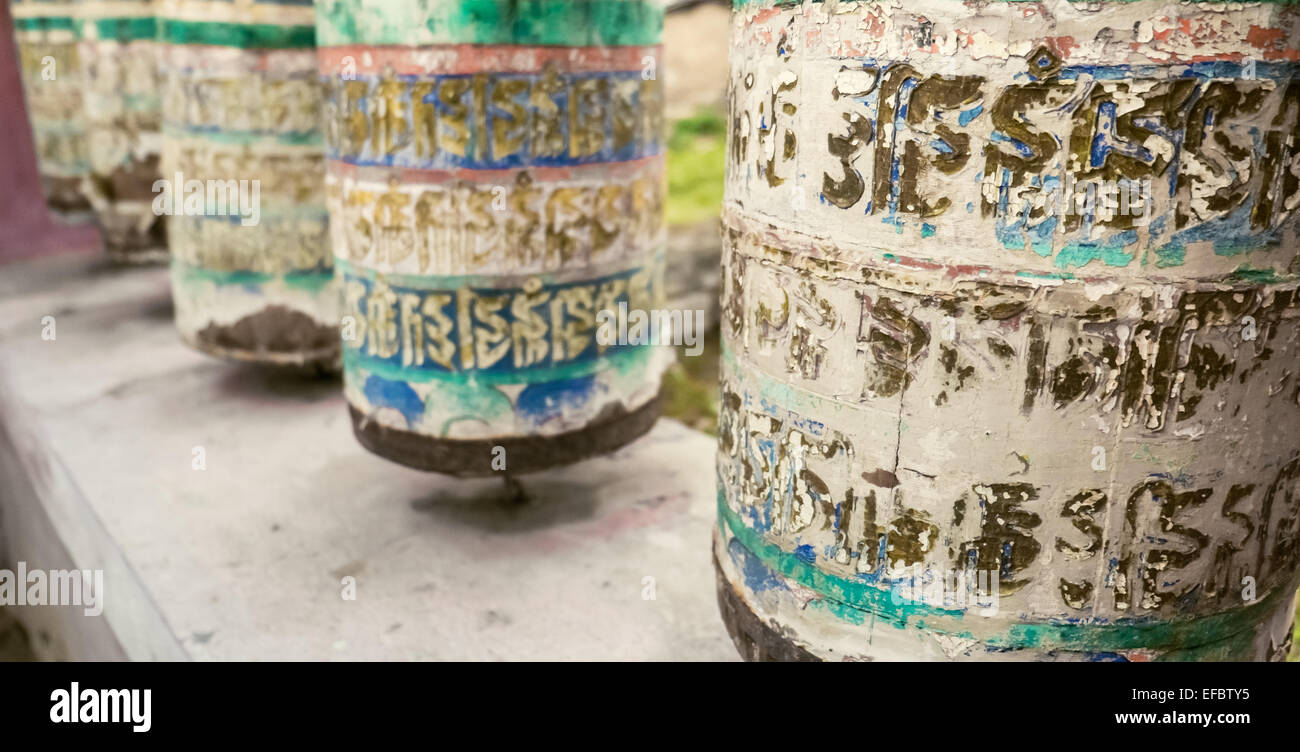 Buddhist prayer wheels Stock Photo Alamy
