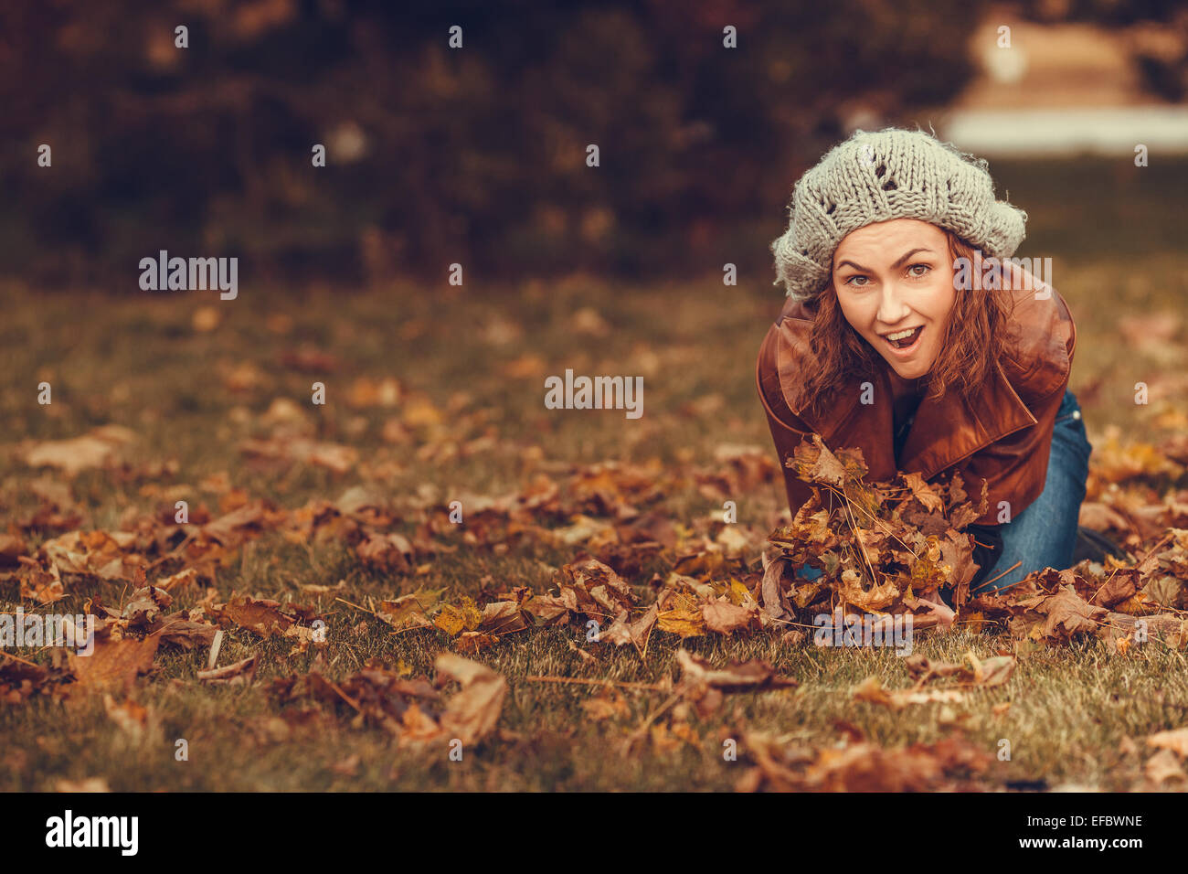 girl in autumn park Stock Photo - Alamy