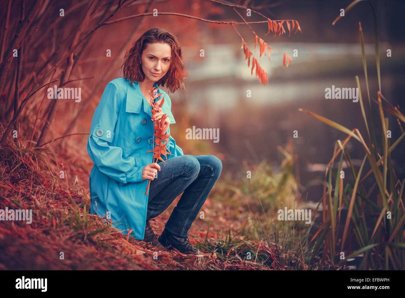 girl in autumn park Stock Photo - Alamy