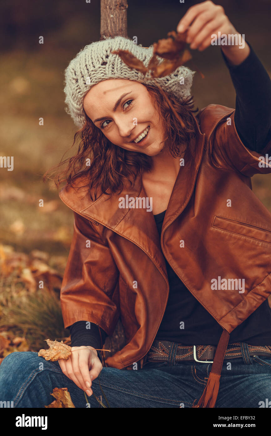 girl in autumn park Stock Photo - Alamy