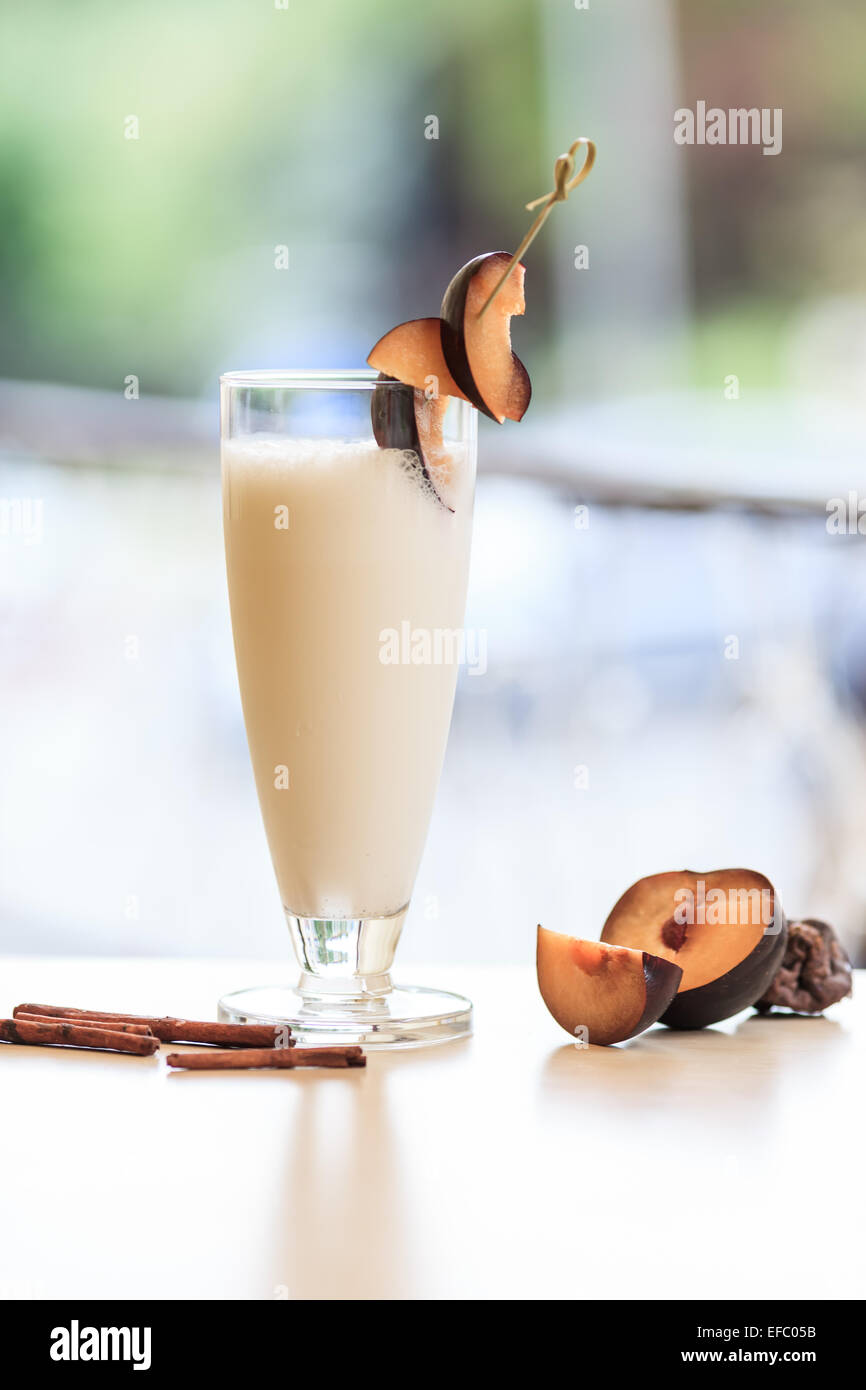 milkshake with fresh plums Stock Photo Alamy