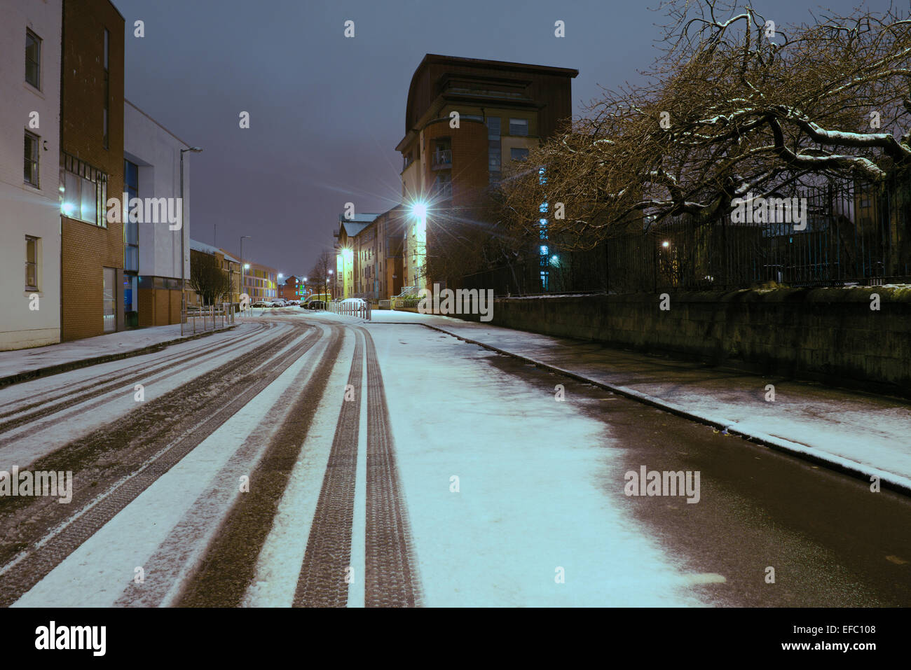 Old Rutherglen Road, Gorbals after a snowfall. Stock Photo