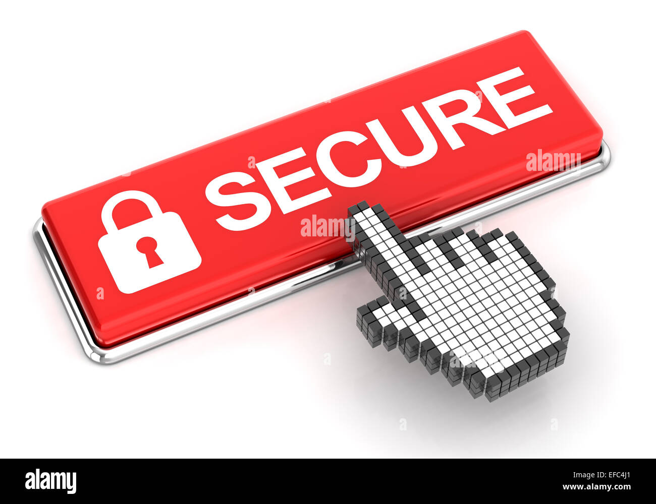 Clicking a secure button Stock Photo