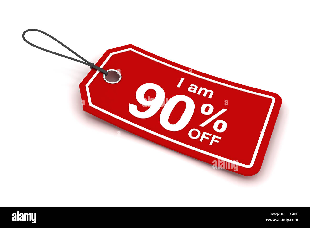 I am 90 percent off sale tag, 3d render Stock Photo