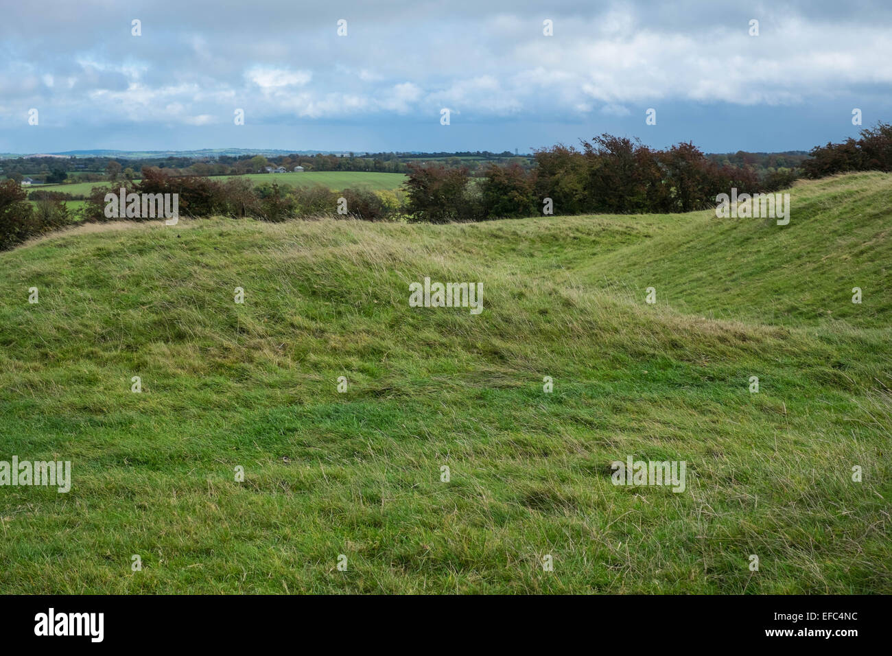 Hilly terrain at ancient historic site in the Irish midlands Stock Photo