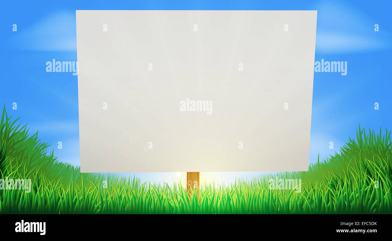 A blank sign standing in a summer or spring field of grass Stock Photo ...