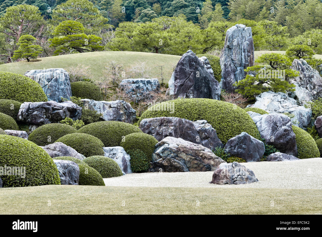 Matsue, Honshu, Japan. The Dry Landscape Garden (kare-sansui ) in the famous 20c gardens of the Adachi Museum of Art Stock Photo