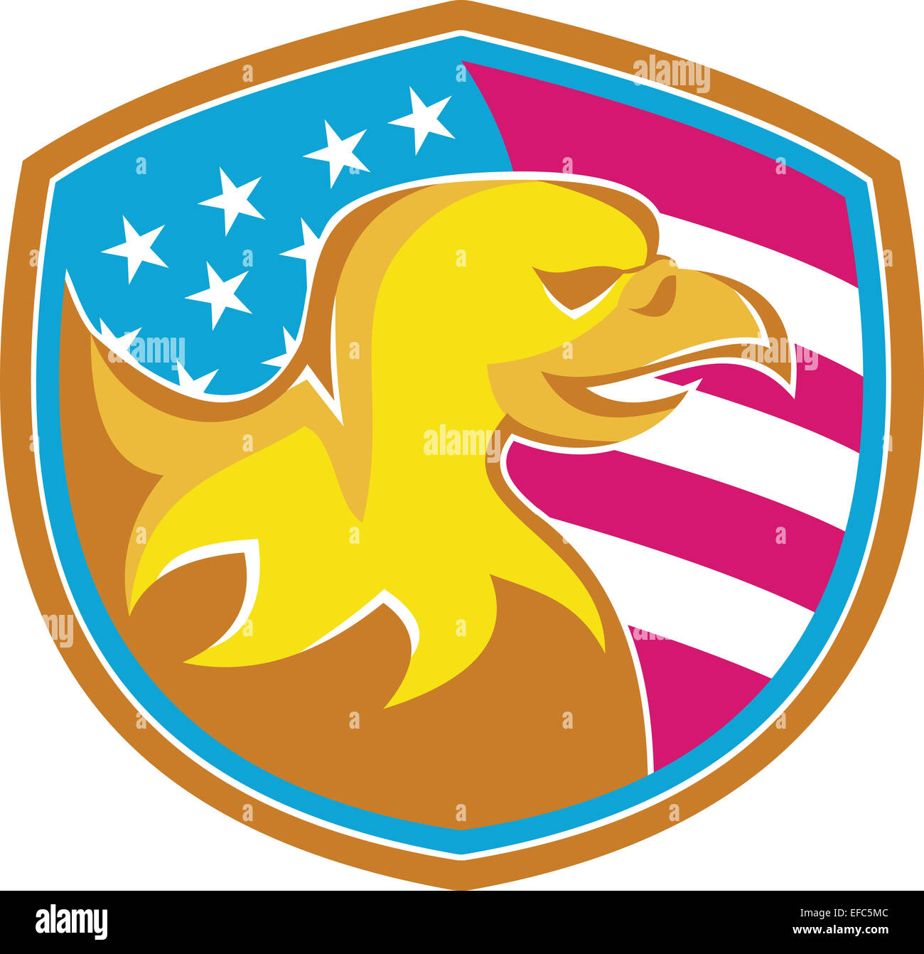 Illustration of an american bald eagle viewed from side set inside ...