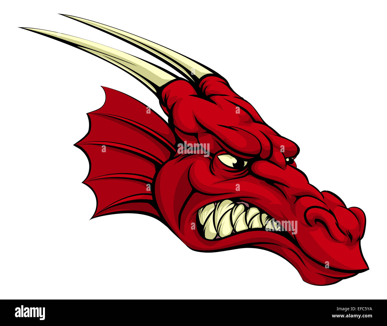 A mean looking red dragon mascot character, could be a Welsh dragon or