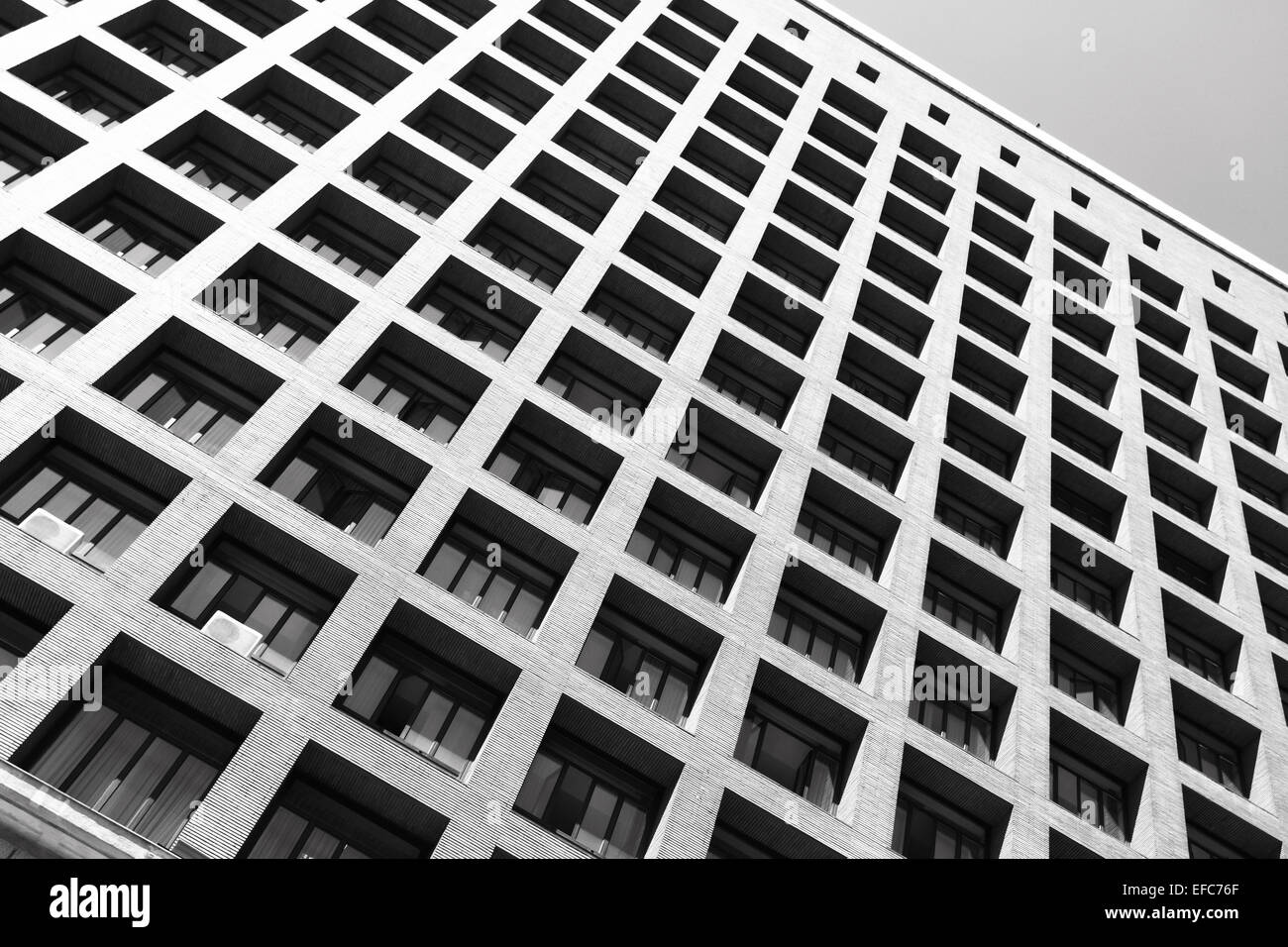 Building with balconies. Black and white image Stock Photo - Alamy