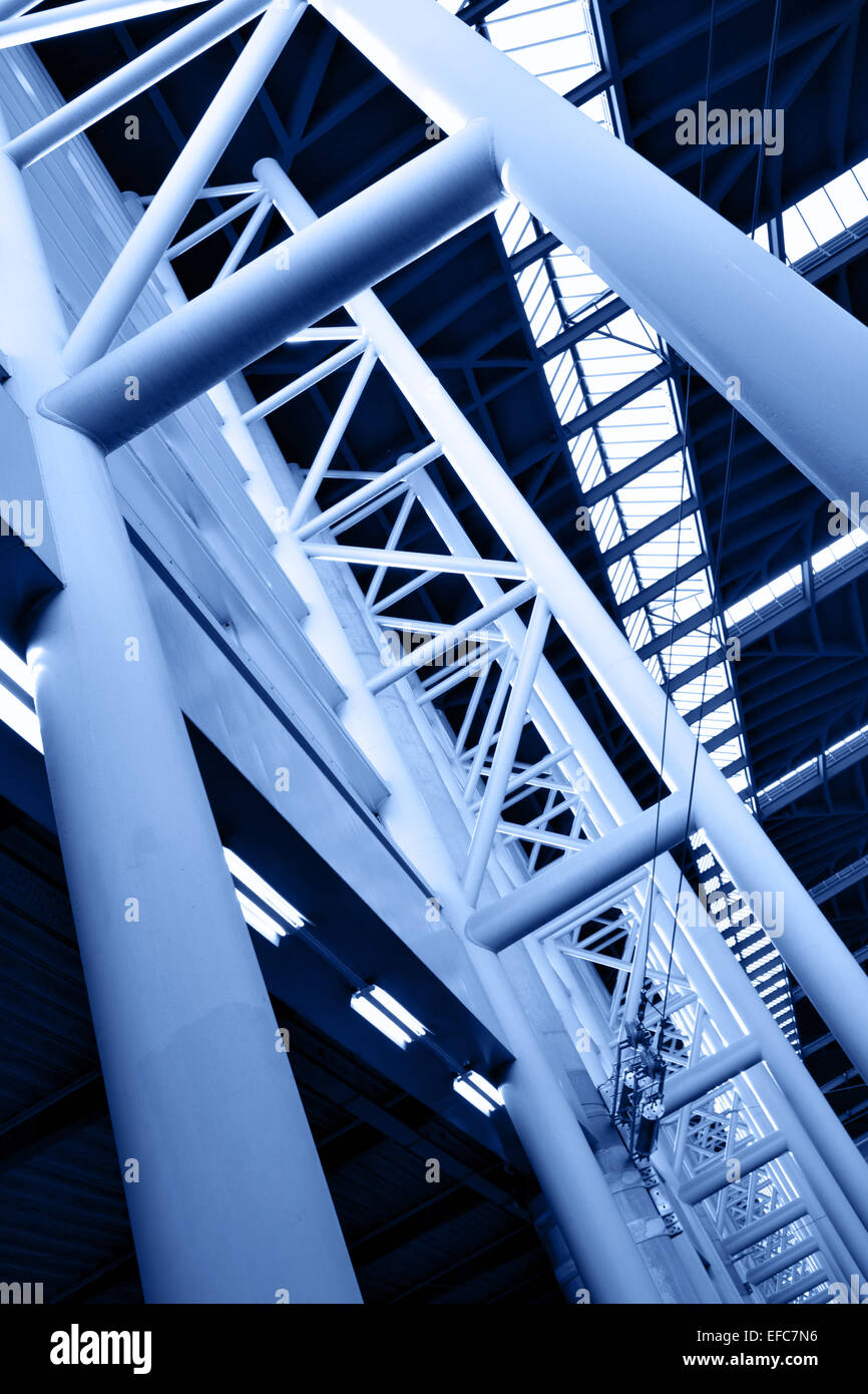 Abstract architectural construction toned in blue color Stock Photo