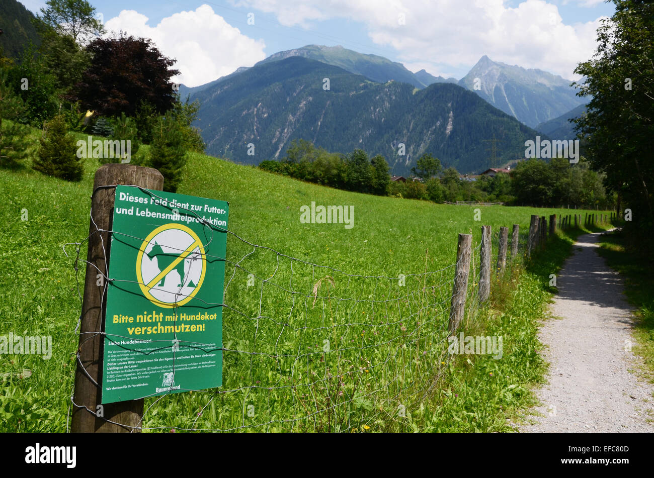 sign in Ahorn mountains near Mayrhofen, Tirol Austria Stock Photo