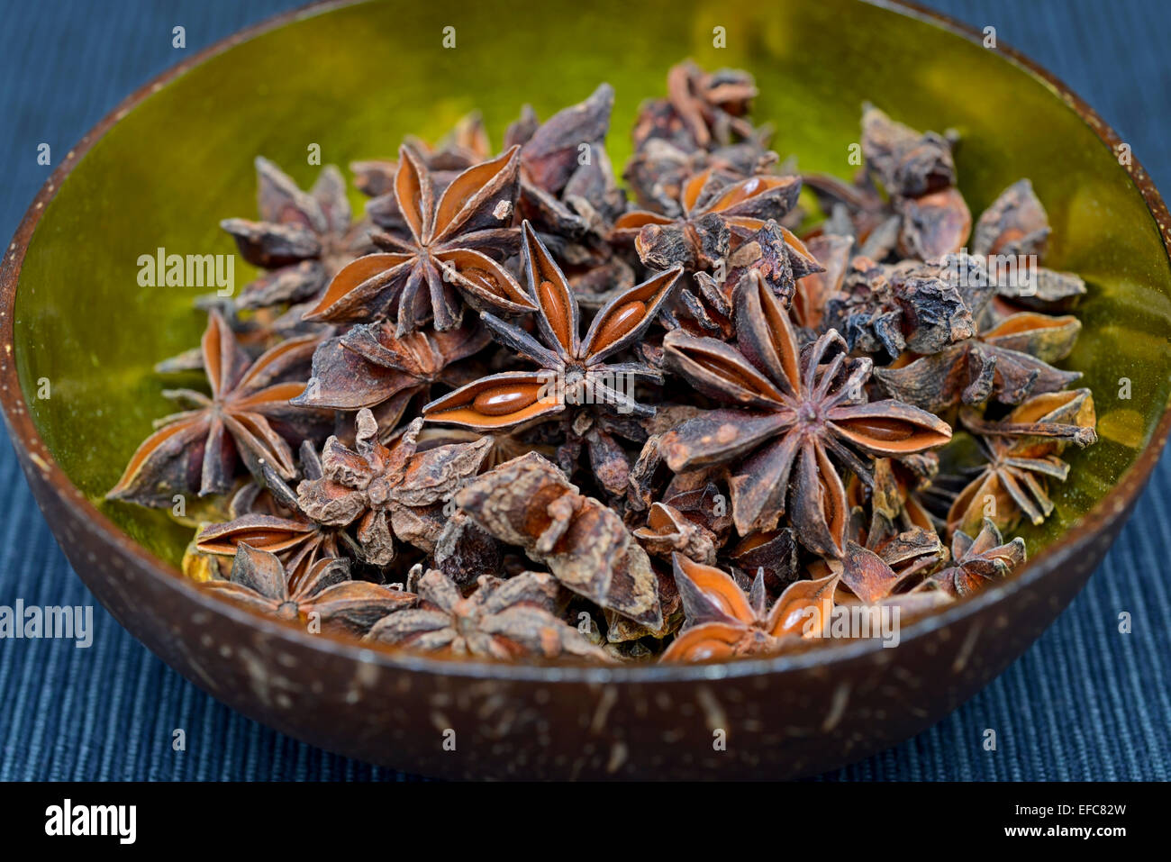 The Chinese, far Eastern, cooking spice star anise shown in a