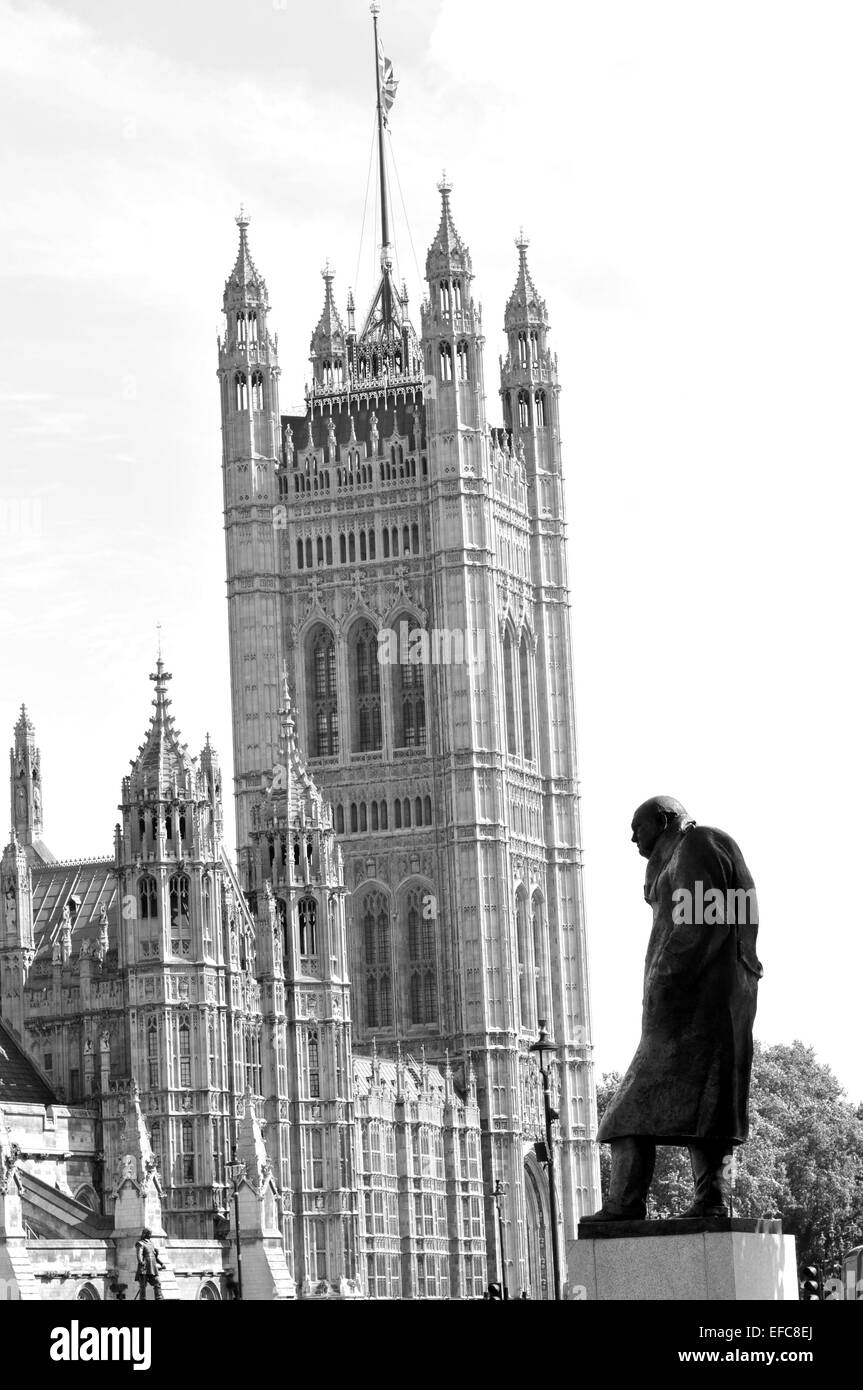 Statue depicting Winston Churchill, famous British politician who was