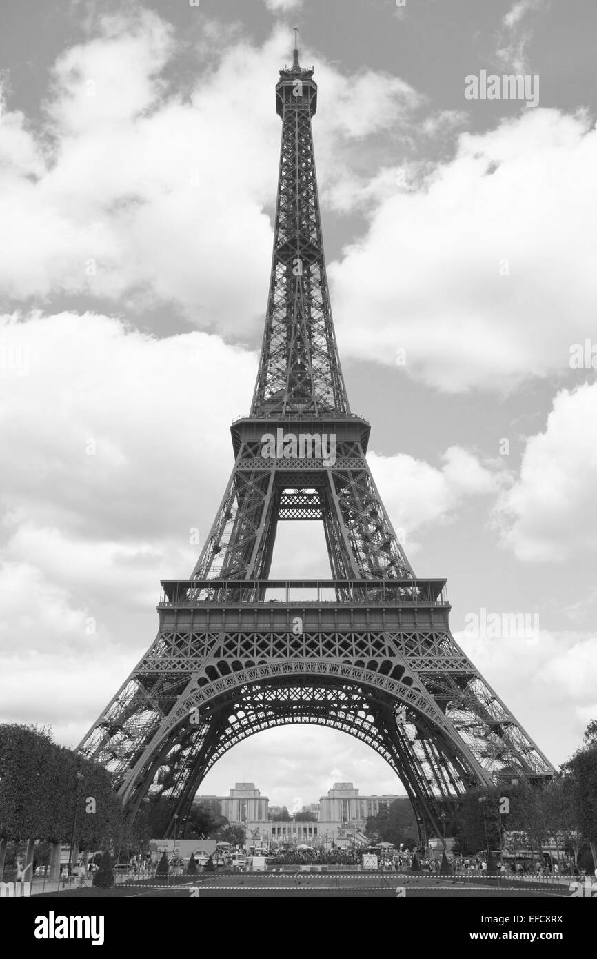 Eiffel tower, Paris. Black and white image Stock Photo