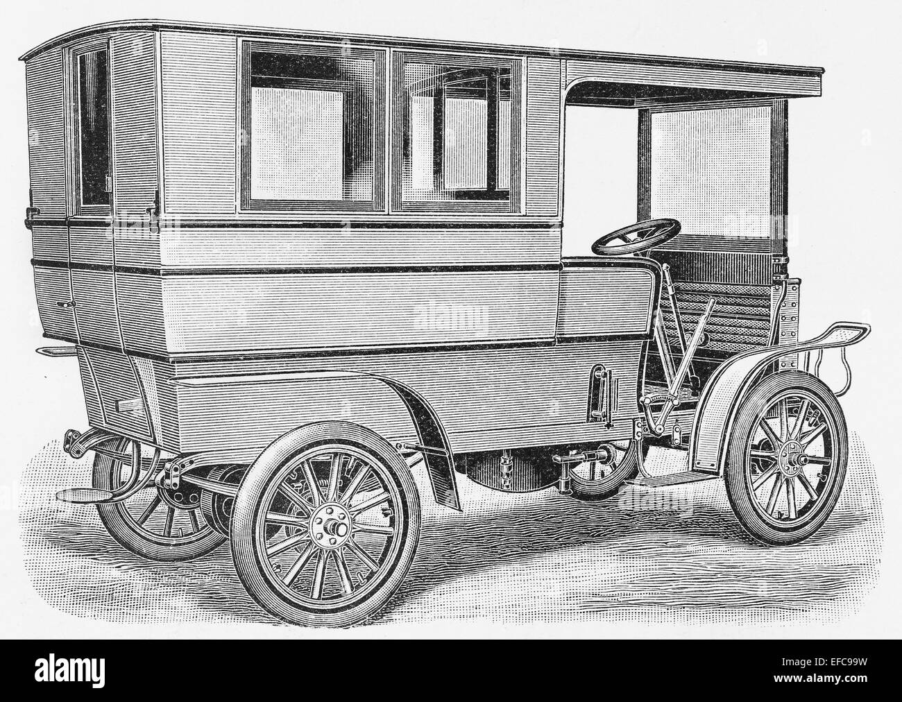 Vintage 8 person small bus from the beginning of 20th century Stock ...