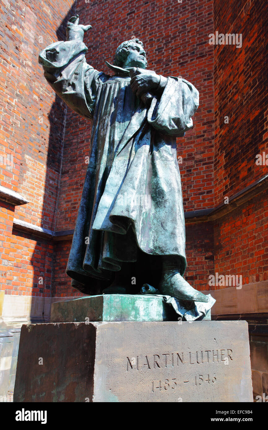 Statue of Martin Luther in Hanover, Germany Stock Photo