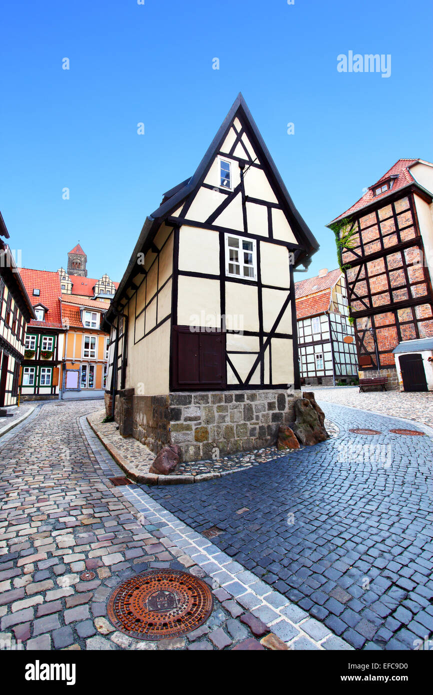 Old street in Quedlinburg, Germany Stock Photo