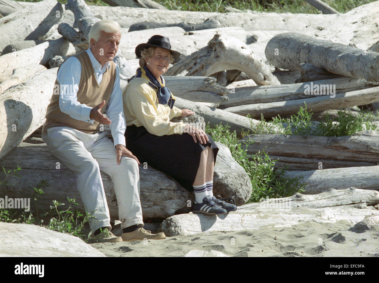 German President Richard von Weizsäcker and his wife Marianne on 21 September 1990 in Vancouver Island (Canada). Stock Photo