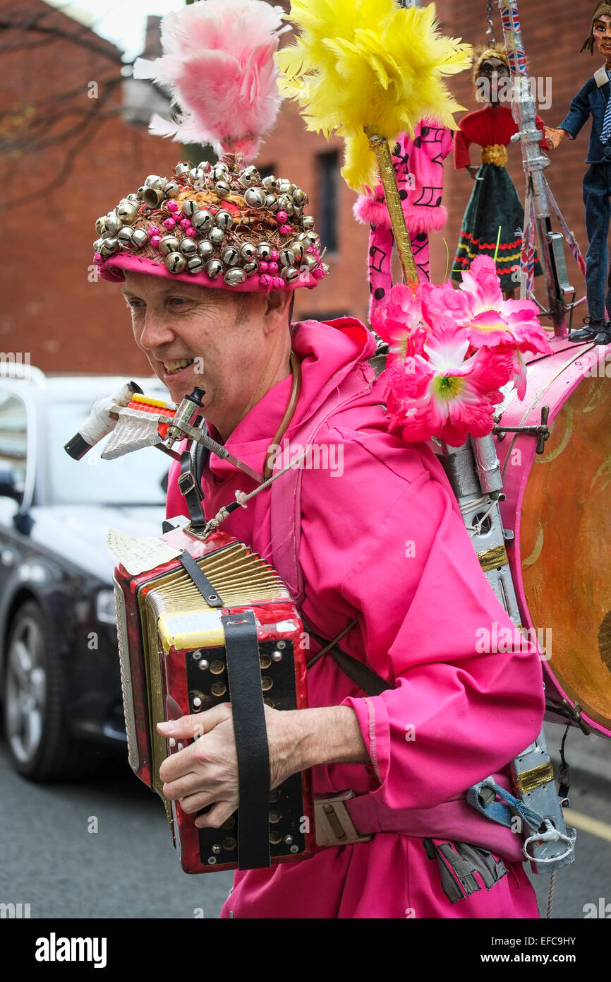 One Man Band Entertainer Stock Photo