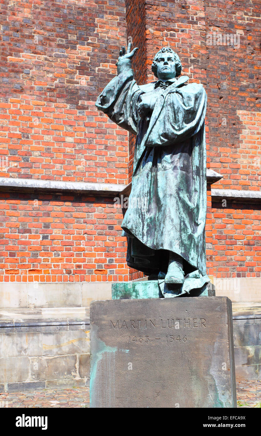 Statue of Martin Luther in Hannover, Germany Stock Photo