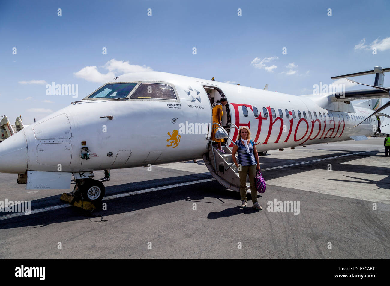 Ethiopian Airlines Domestic Flight, Bole Airport, Addis Ababa, Ethiopia Stock Photo