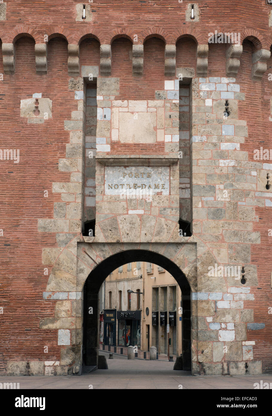 Porte Notre Dame in the centre of Perpignan in the Pyrenees Orientales  departement of France Stock Photo - Alamy