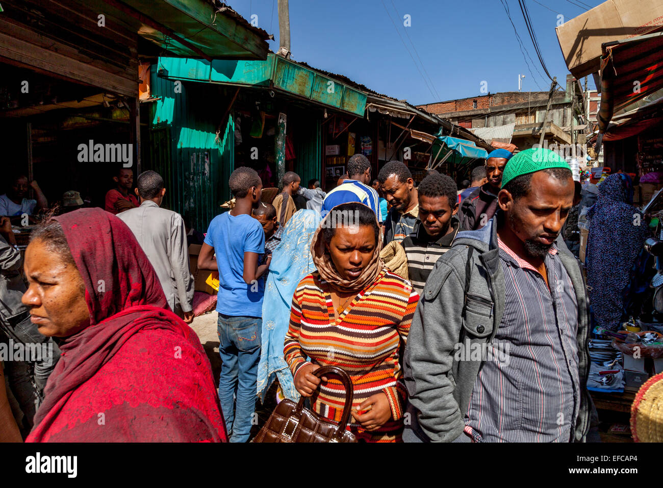 Local People Shopping In The Merkato, Addis Ababa, Ethiopia Stock Photo