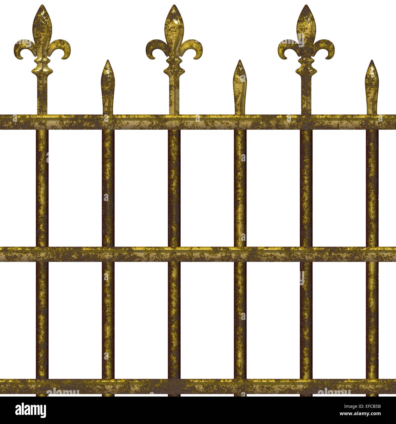 Old rusty metal fence isolated on white background Stock Photo - Alamy