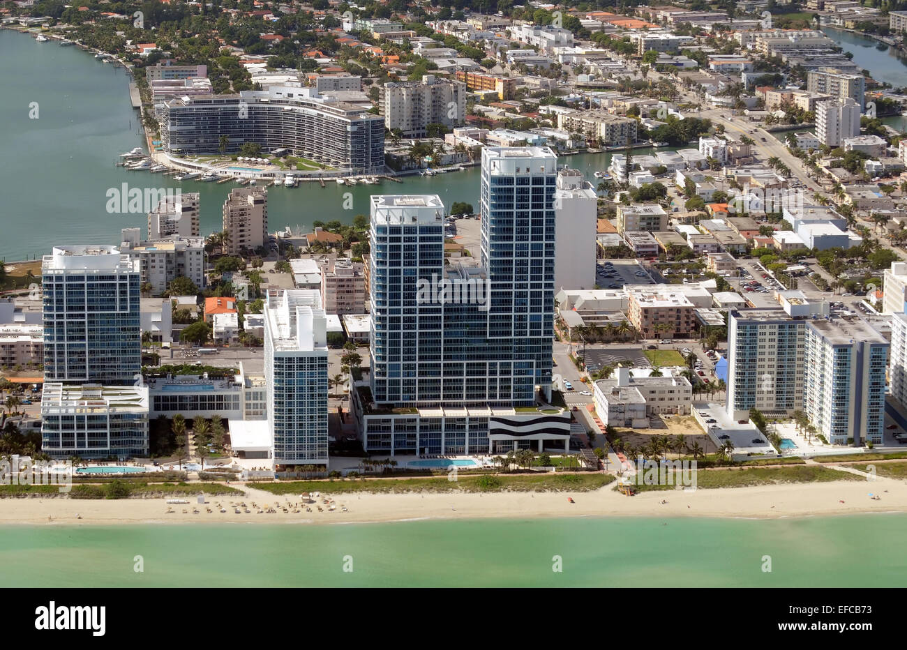 Aerial voew of Miami Beach waterfront real estate Stock Photo Alamy
