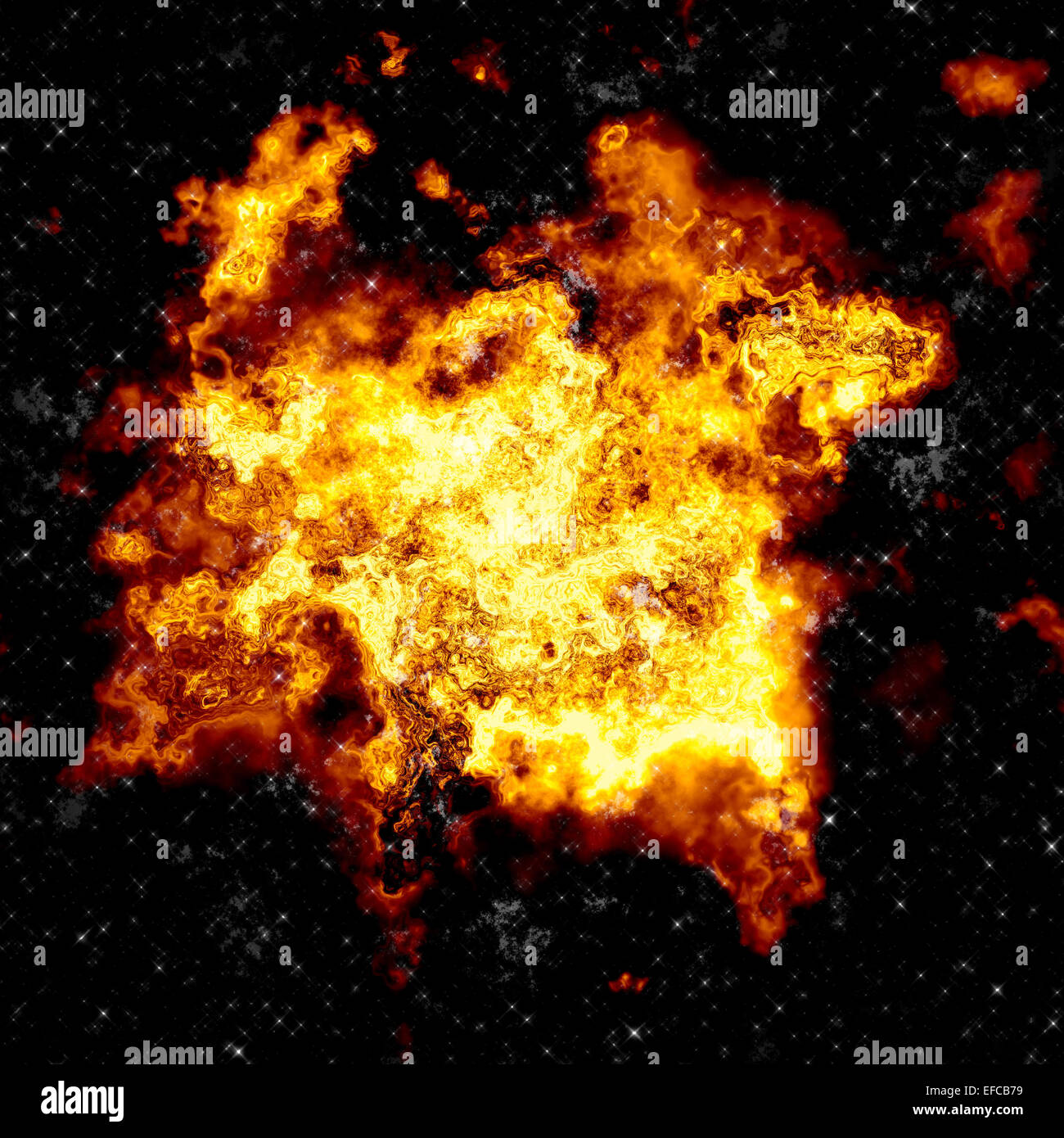 Giant explosion in space with bright flames Stock Photo Alamy