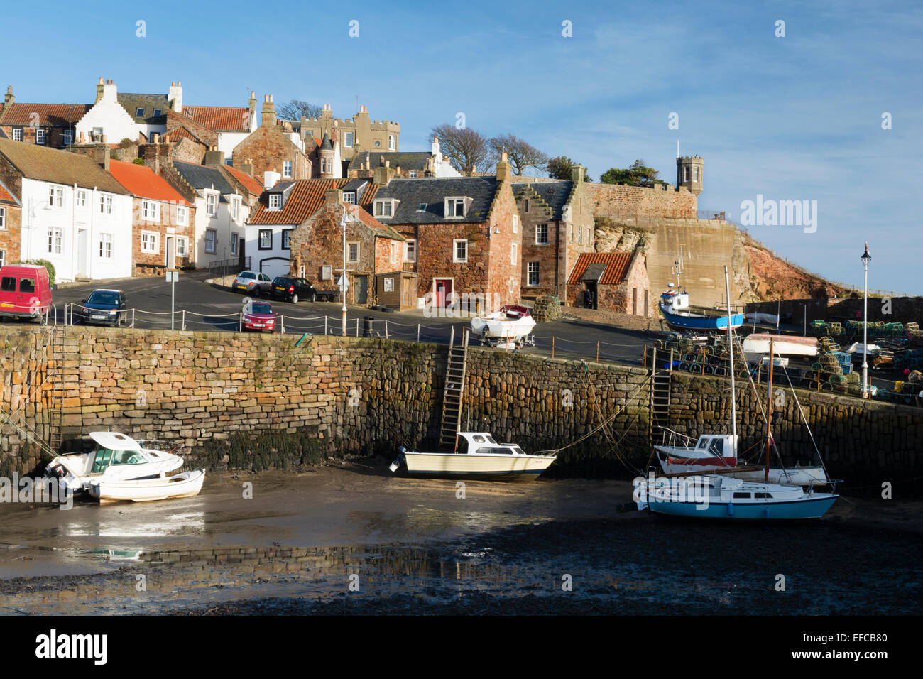 Crail harbour in the area of Fife known as the east neuk Stock Photo