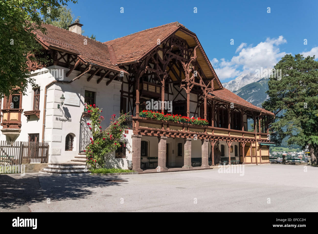 Innsbruck City Landscape, Emperor Franz Josef  Summer House  at Bergisel Stock Photo