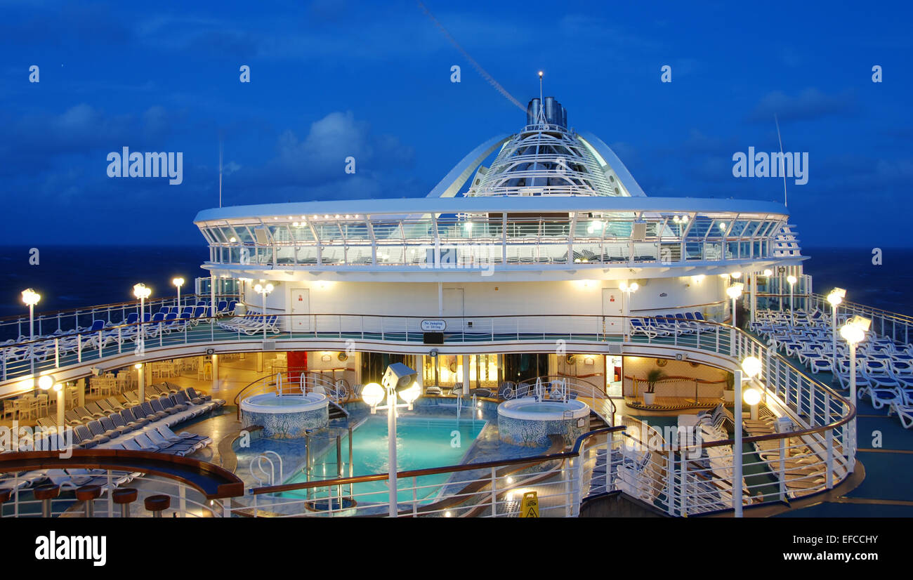 Cruise ship deck pool night hi-res stock photography and images - Alamy