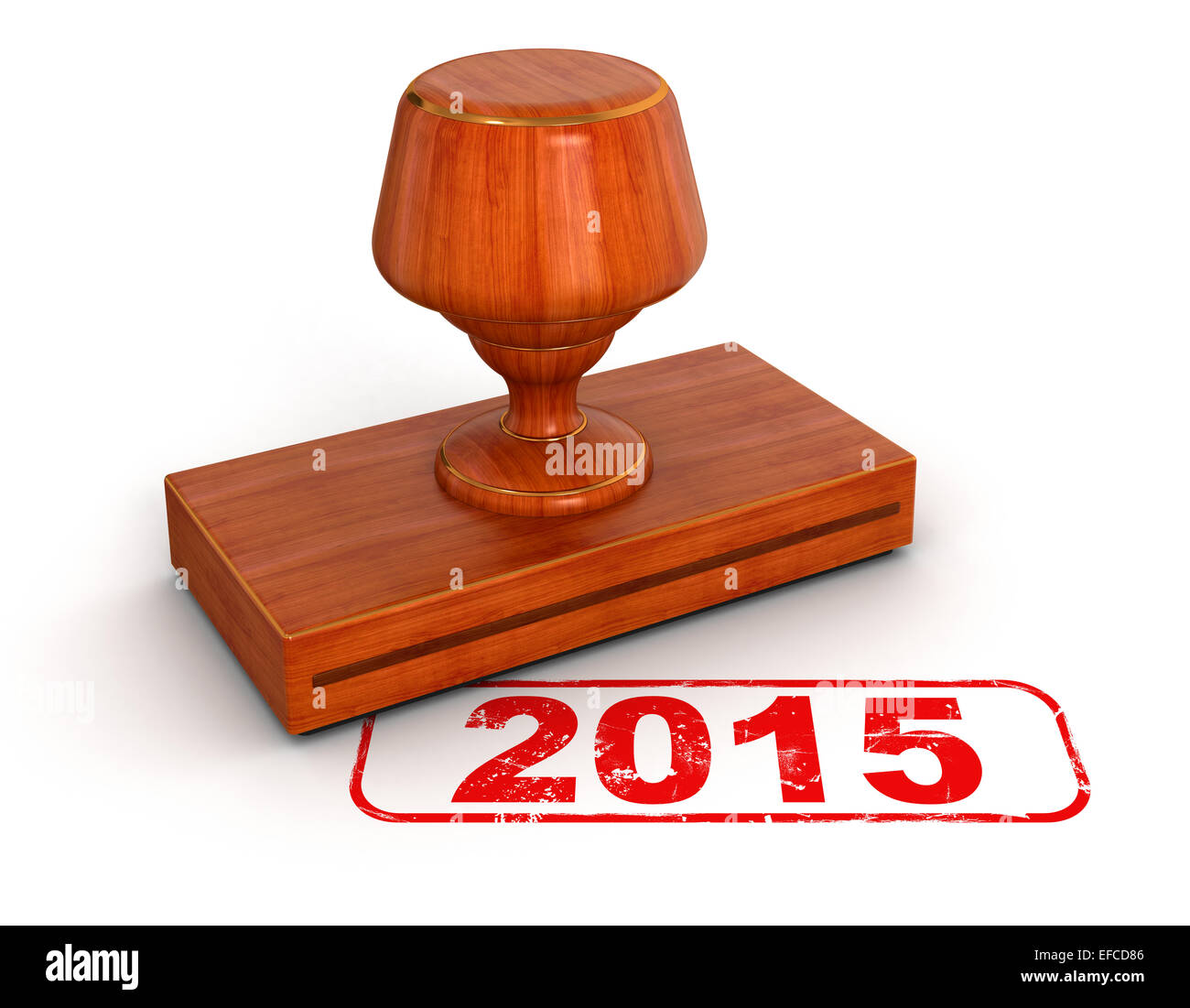 Rubber Stamp 2015 (clipping path included) Stock Photo
