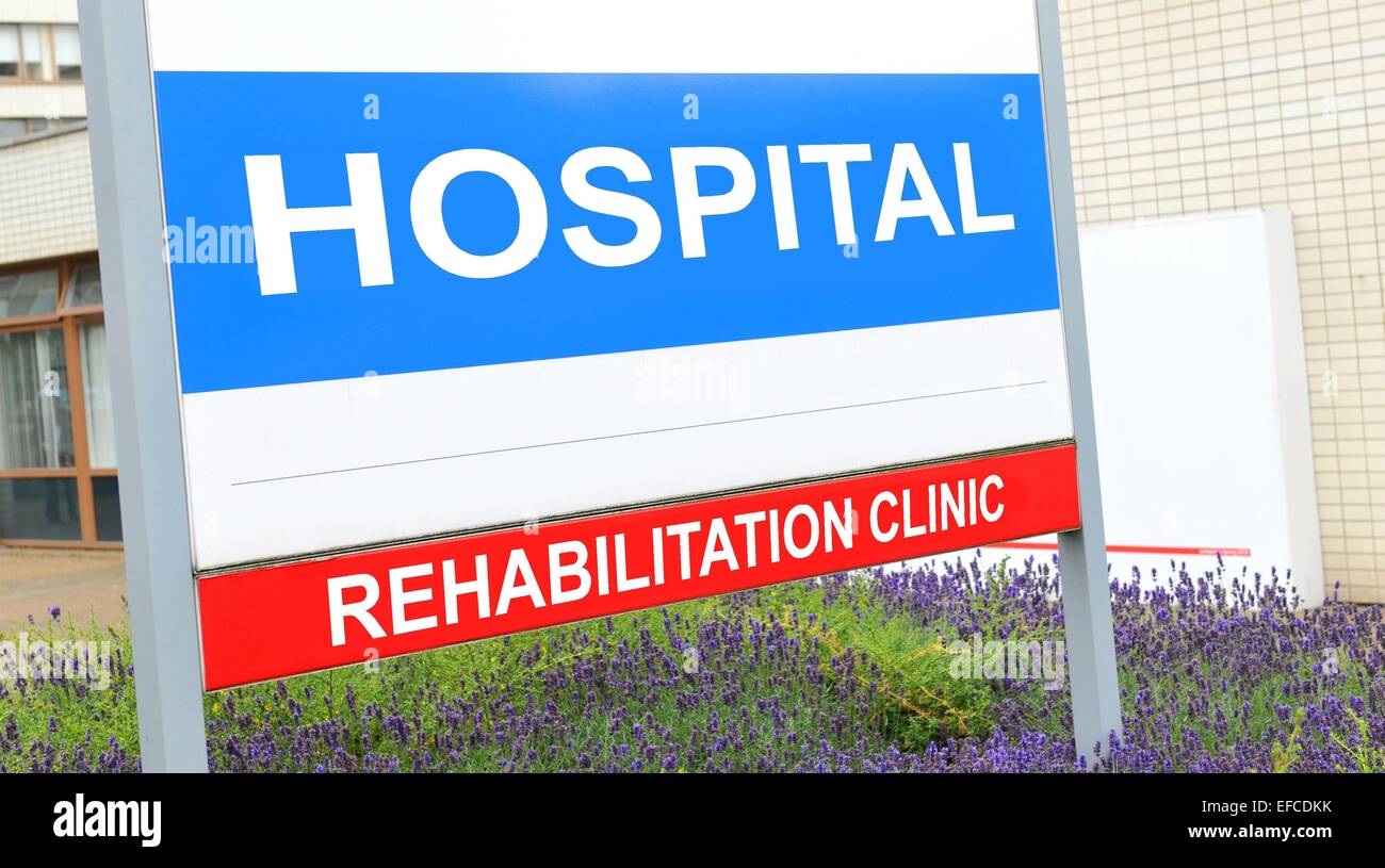 Rehab sign at the hospital Stock Photo