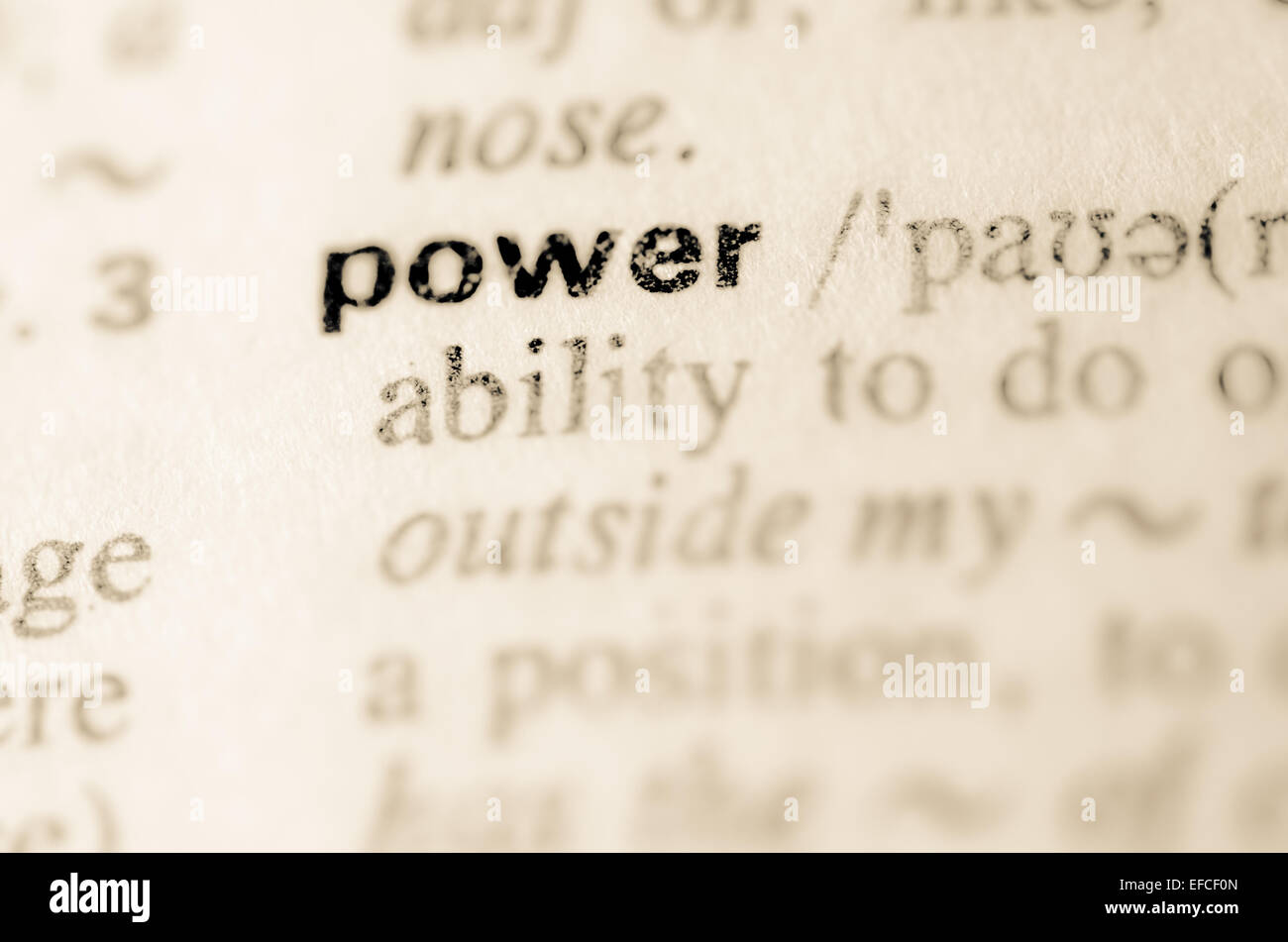 Definition of word power in dictionary Stock Photo Alamy