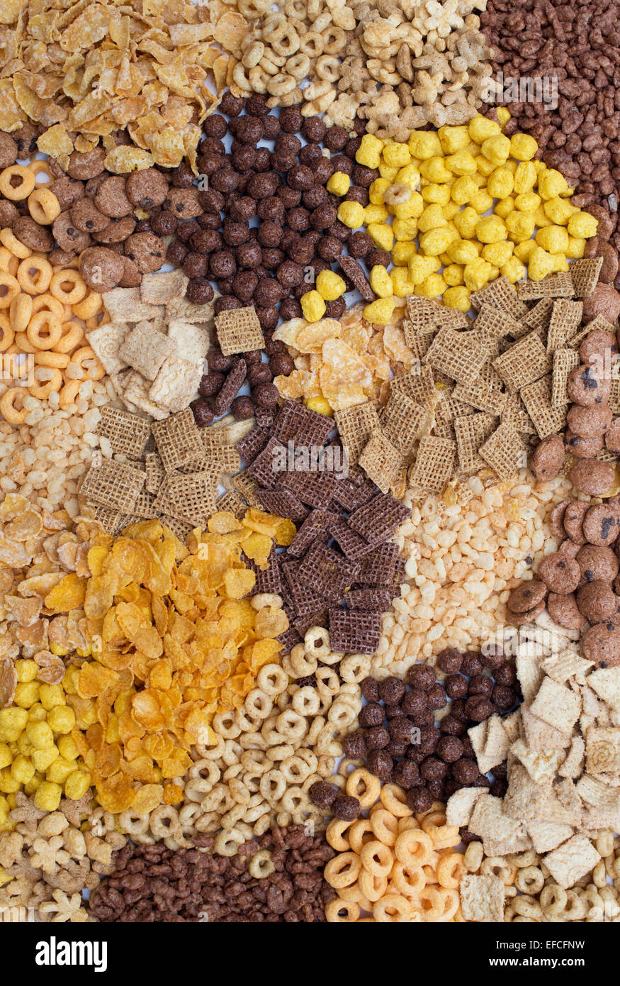 Assorted childrens breakfast cereals Stock Photo